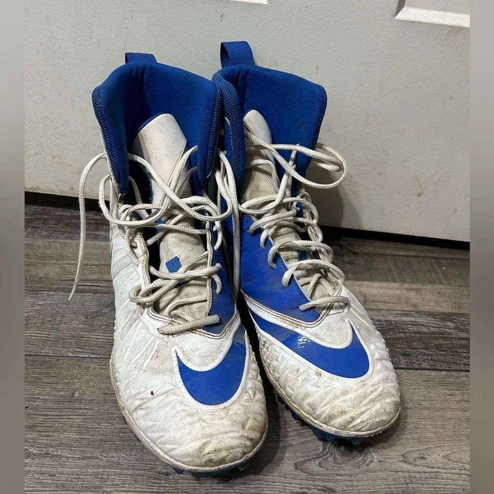 Nike Force Savage Elite TD Men Size 12 Shoes white Blue Football Sneakers